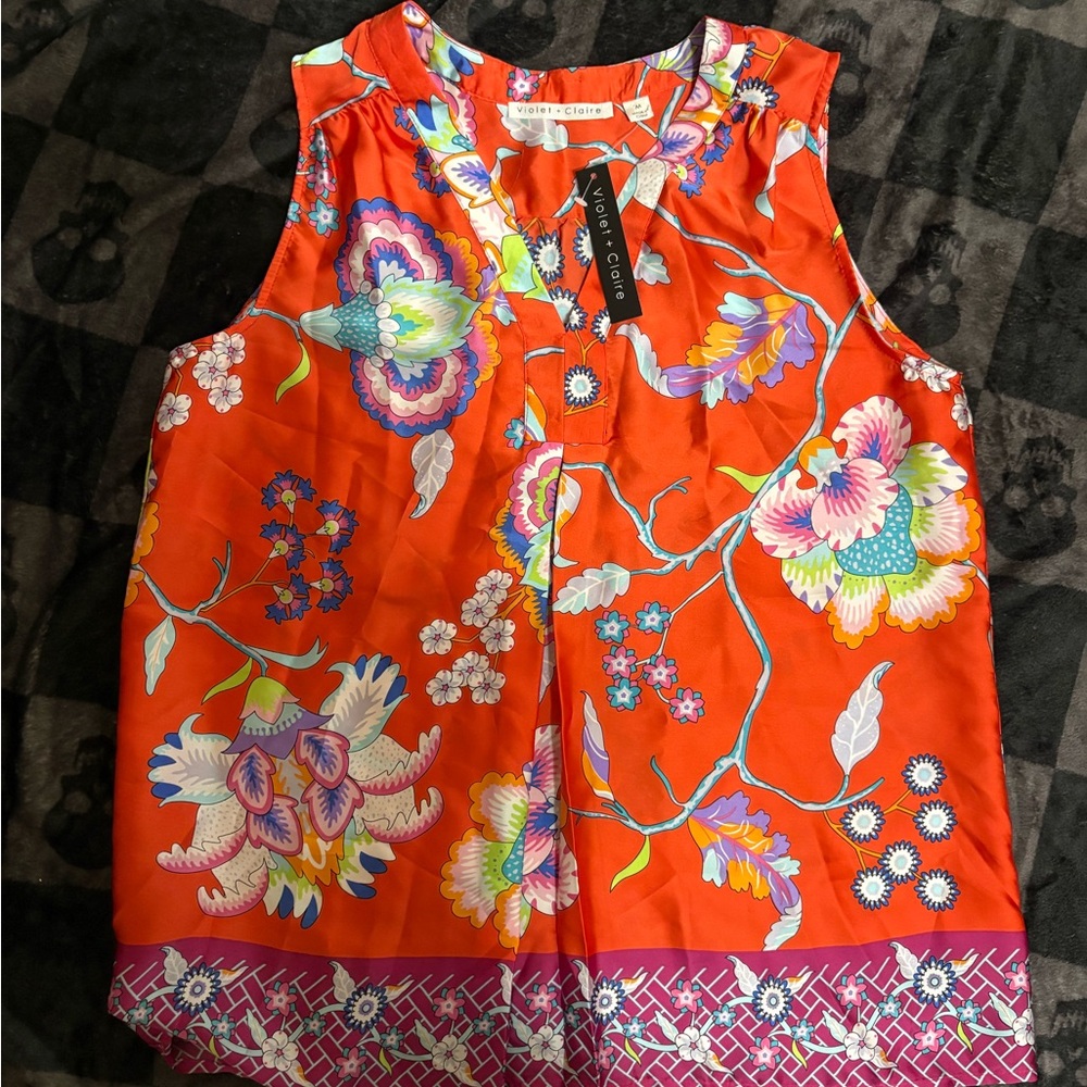 Violet & Claire Orange Floral Blouse